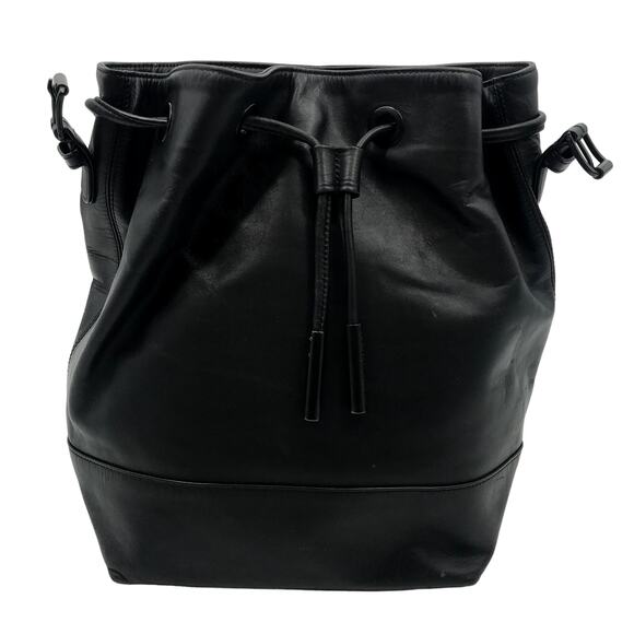 Opening Ceremony Izzy Leather Backpack Tote Bag Drawstring Convertible Black - Picture 1 of 16